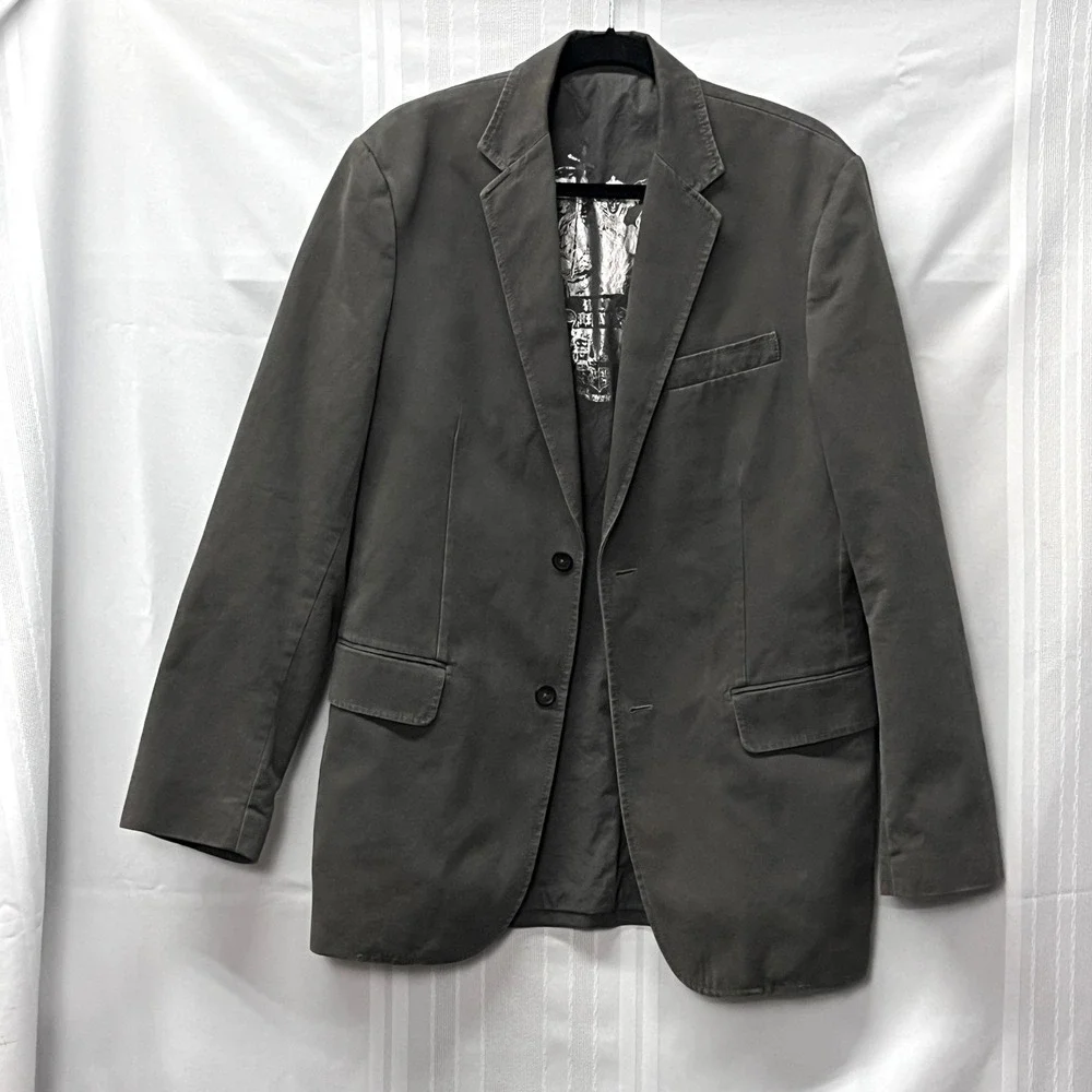 Express Mens Gray Cotton Blazer Sport Coat Jacket M Casual Preppy Hipster Indie